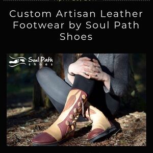 Soul Path - Women's Lace Up Boots - Brown and Beige/black Leather Accents